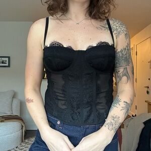 Black Lace Bustier Top
